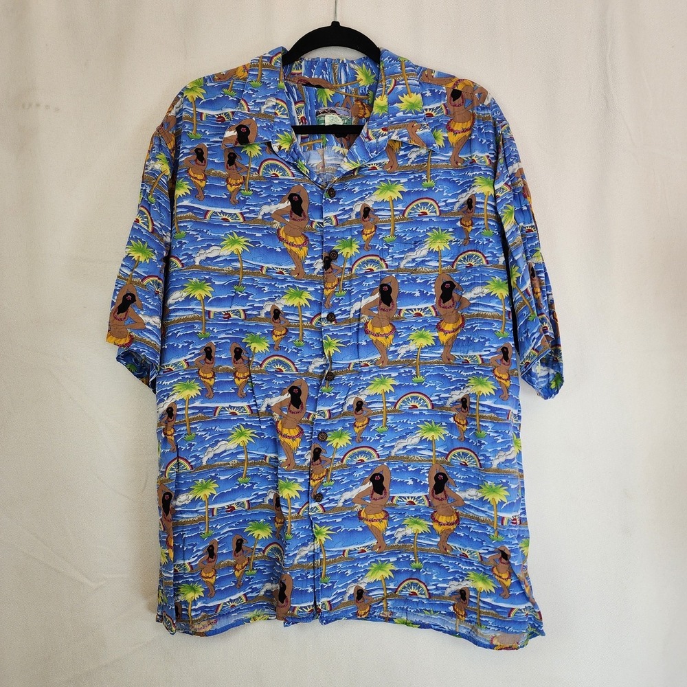 Vtg Reyn Spooner Shirt XXL Hawaiian Hula Girls Tropical Beach Vacation Resort